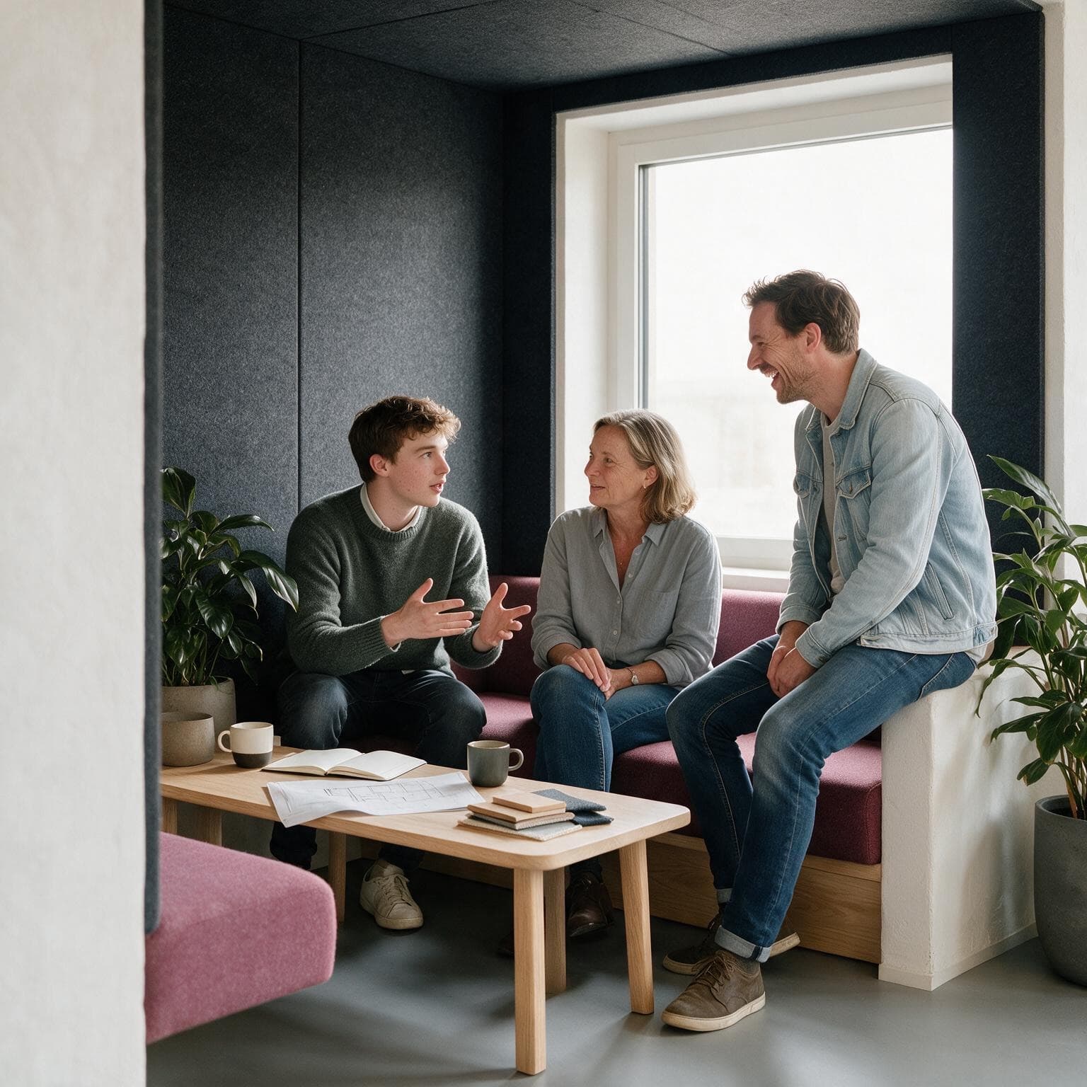 Gespräch in der Lounge-Ecke